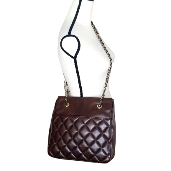 Vintage Harrods Knightsbridge Leather Quilted Front Shoulder Bag - Picture 15 of 15